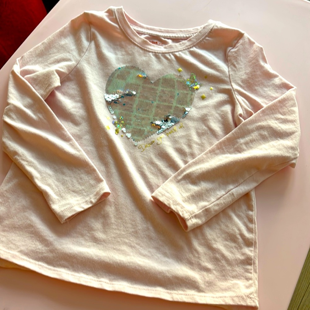 Cat & Jack pink heart sequin top size 8